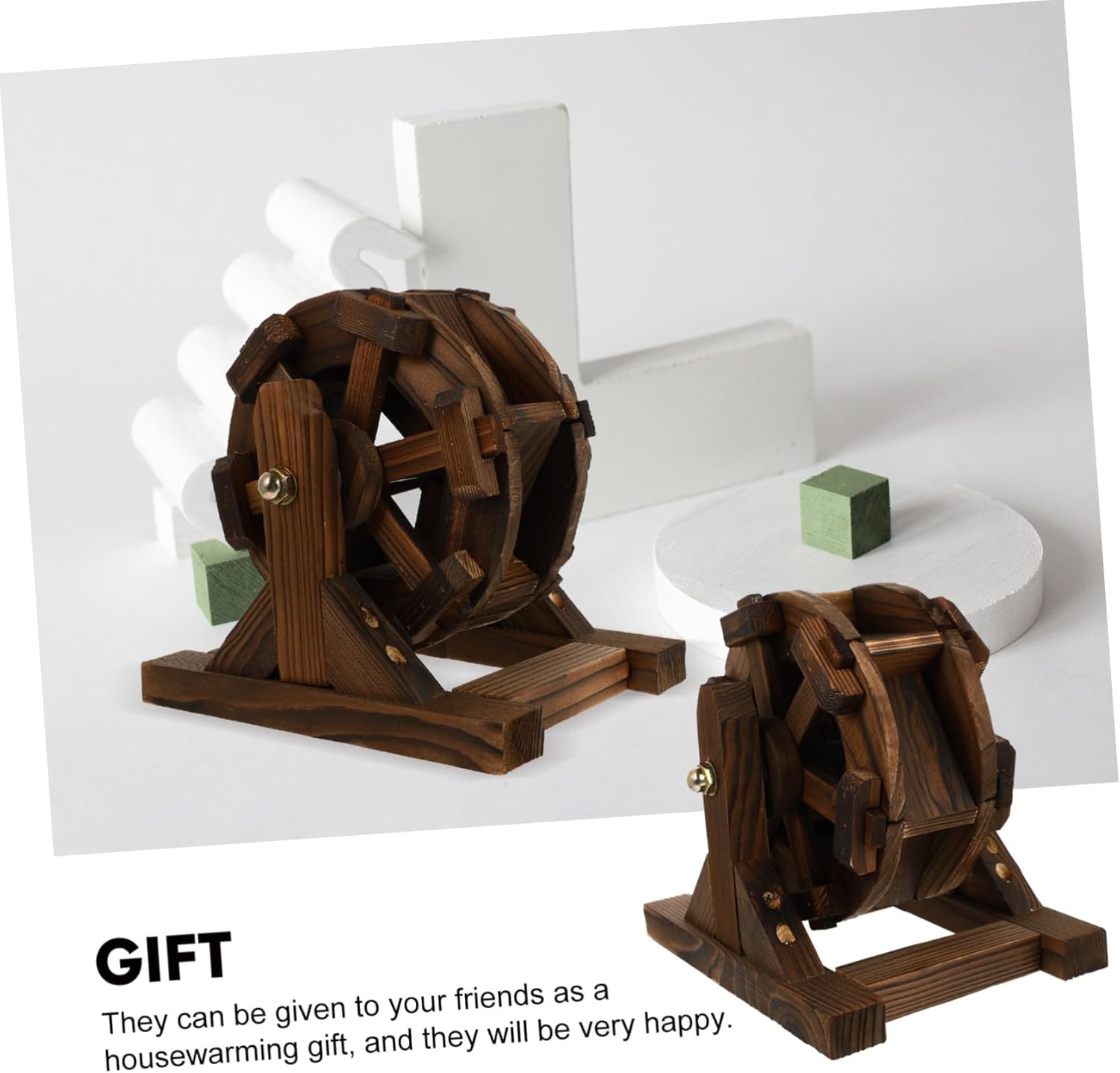 Cabilock Miniature Windmill Chinese Decorations Wooden Decor Ornament for Home Office Desktop