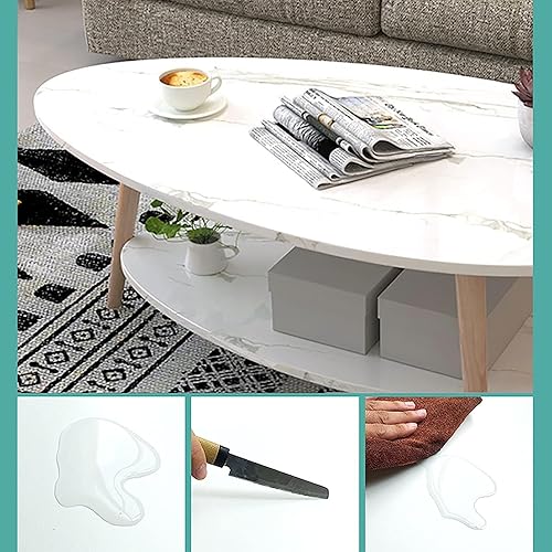 Miniatura 4 de SYALEO Mesa de Centro Mesa de centro en forma de gota, mesa de centro ovalada de 2 niveles, mesa de cóctel de estilo contemporáneo de 35.4 pulgadas,