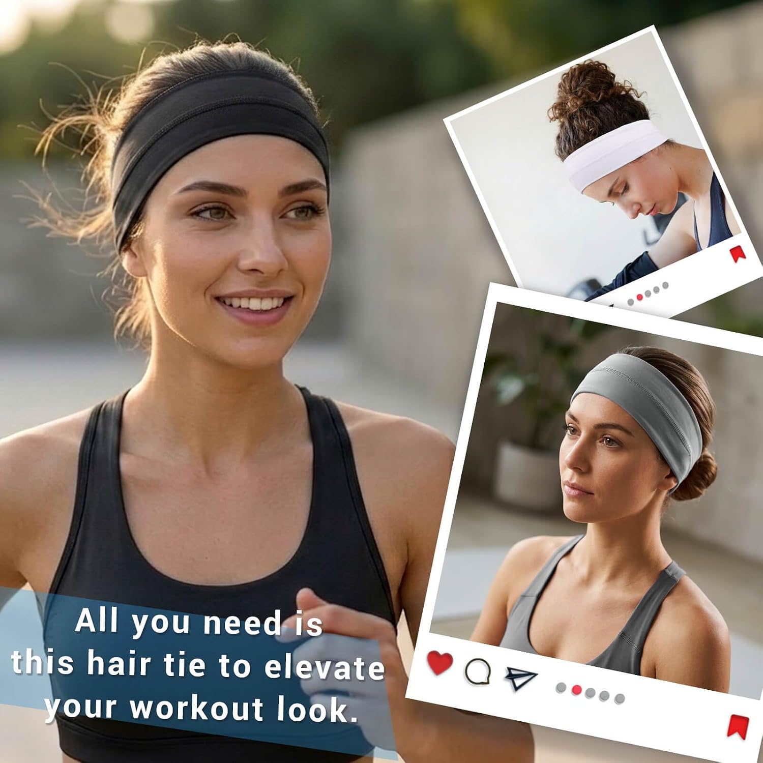 DRESHOW Sport Headbands for Women Non-Slip Sweat Wicking Headband Cooling Sweatband for Outdoor Sports Unisex Workout Hair Bands for Running Fitness Yoga Cycling