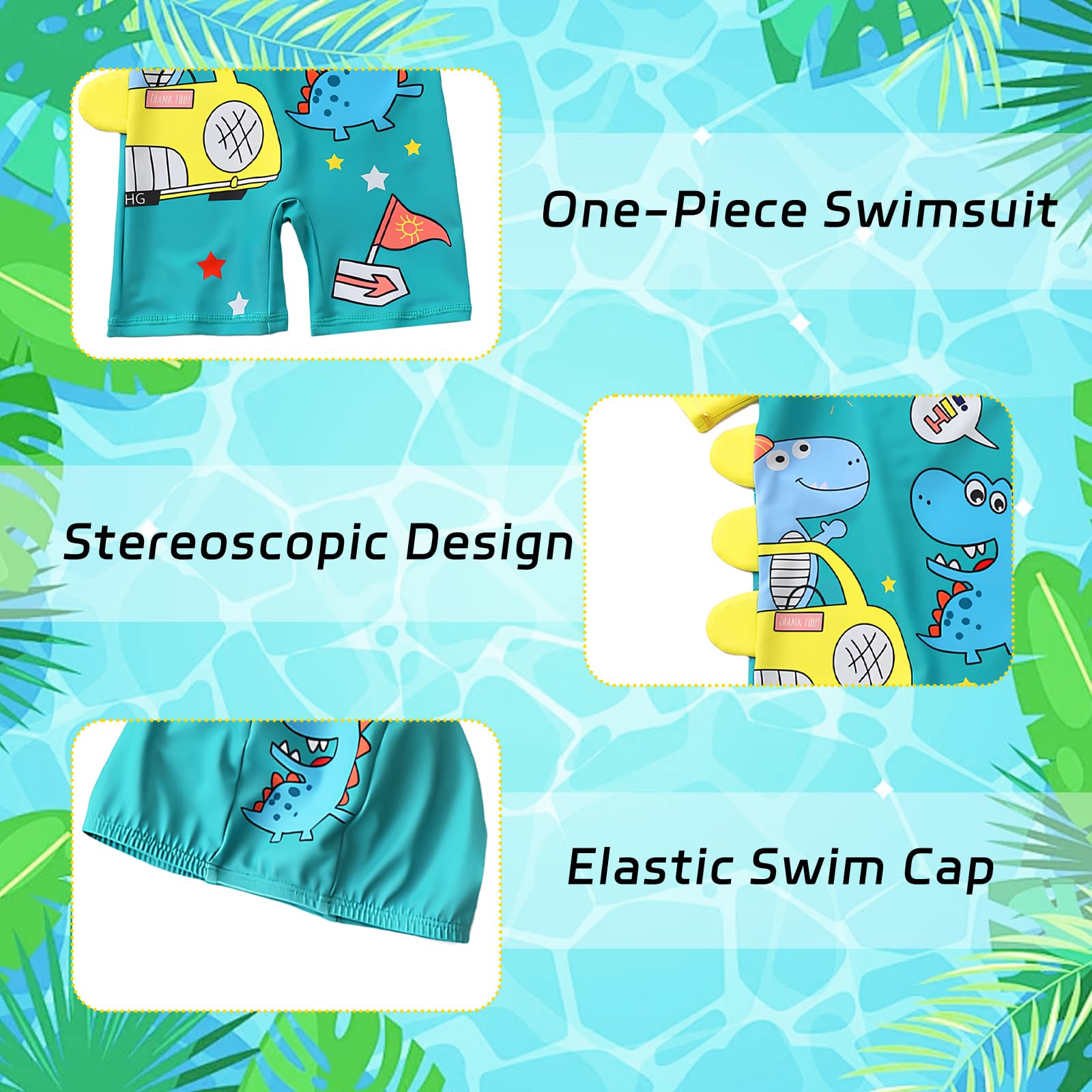 dellyy Costume da Bagno Intero Bambino con Cappello, Anti UV 50+ Costume Mare Bambino Manica Corta con Cerniera e Bottoni a Pressione, Costume Intero Neonato Anti-UV per Spiaggia e Piscina