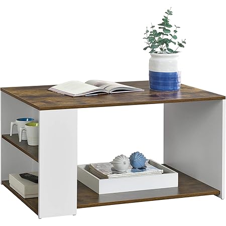 Tavolino Da Salotto Moderno 60x90 Vani Laterali Zeno Rovere E Bianco - Foto 2