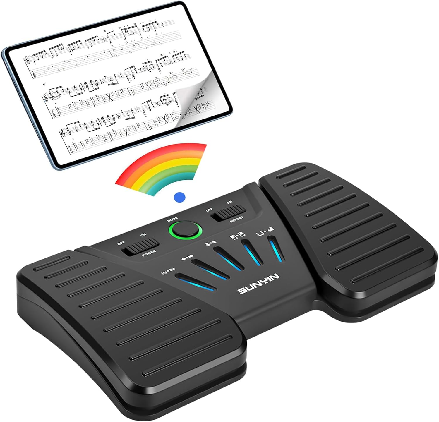 Wireless Page Turner Pedal Buletooth Foot Pedal Music Page Turner for Phones Ipad Tablets Phone Rechargeable Hands-Free（Black)