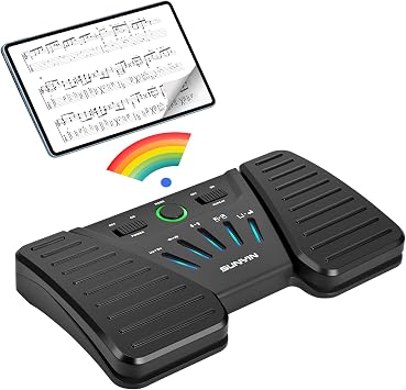 Wireless Page Turner Pedal Buletooth Foot Pedal Music Page Turner for Phones Ipad Tablets Phone Rechargeable Hands-FreeBlack