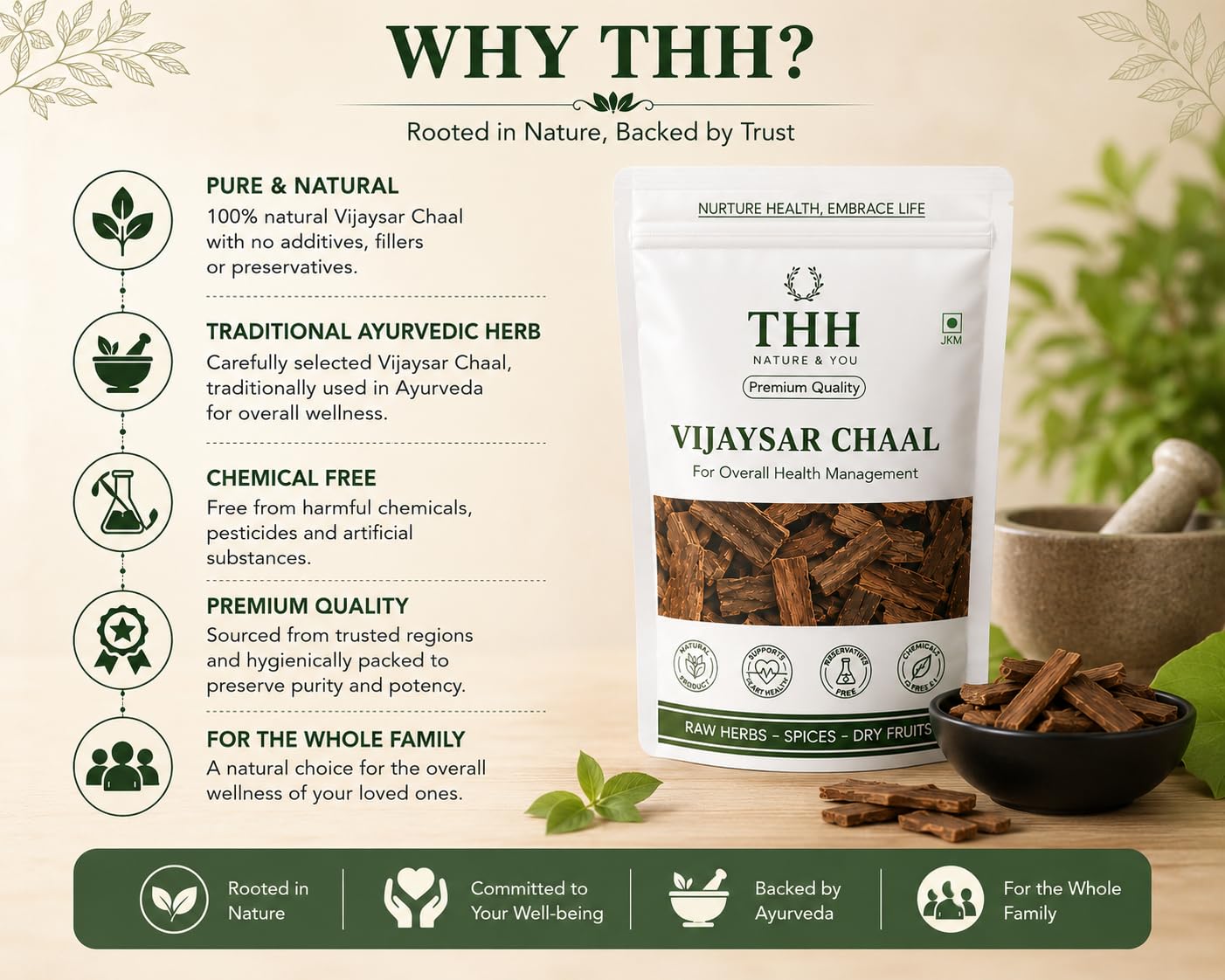 THH Pure Vijaysar Chaal 400g | Raw Vijaysar Ki Lakdi for Overnight Water Infusion | Indian Kino Tree (Pterocarpus Marsupium) Herbal Wood | Ayurvedic Metabolism & Wellness Support 2