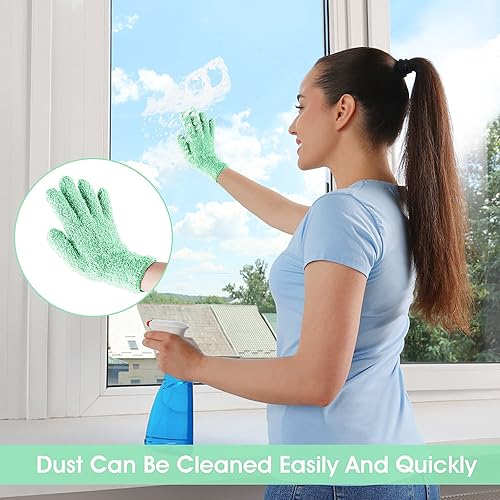 Miniatura 5 de Molain Guantes de microfibra para polvo, reutilizables, lavables, guantes de limpieza para plantas, limpieza de casa, lámparas de persianas de coche