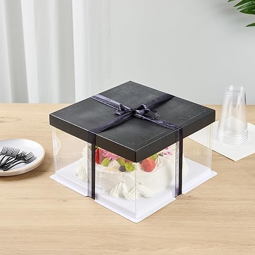 Miniatura 3 de Restaurantware Sweet Vision Cajas transparentes para tartas de 10 x 8.25 pulgadas, 10 cajas transparentes para tartas de base resistente a la grasa,