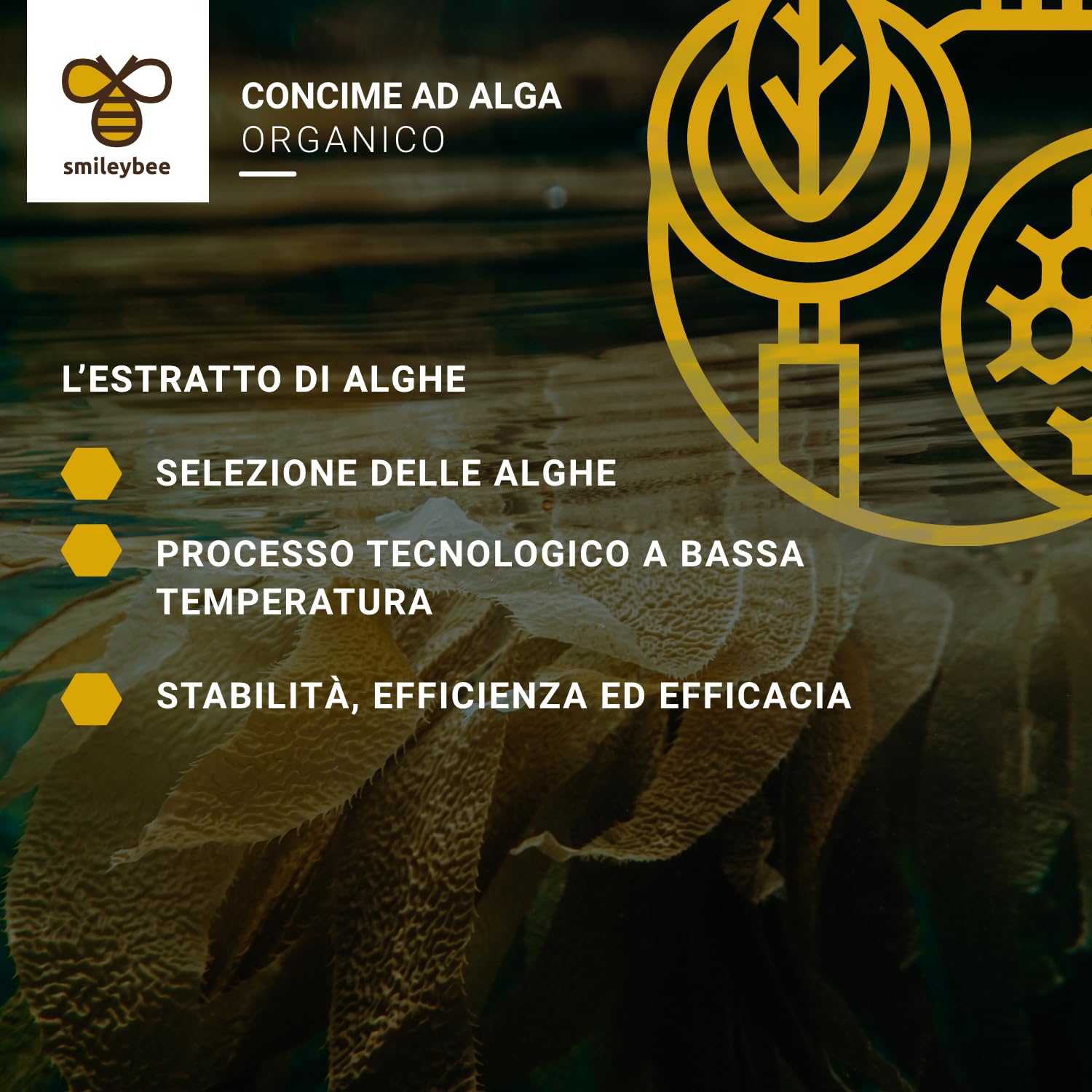Algirosso Biostimolante 100% Biologico per Piante - Concime Alga Fertilizzante, Aumenta l'Energia Germinativa e Incrementa l'Attività delle Radici - 5 Litri