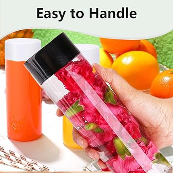 YBCPACK 10 Pack 16 OZ(500 ml) PET Plastic Juice Bottles with Black Lids