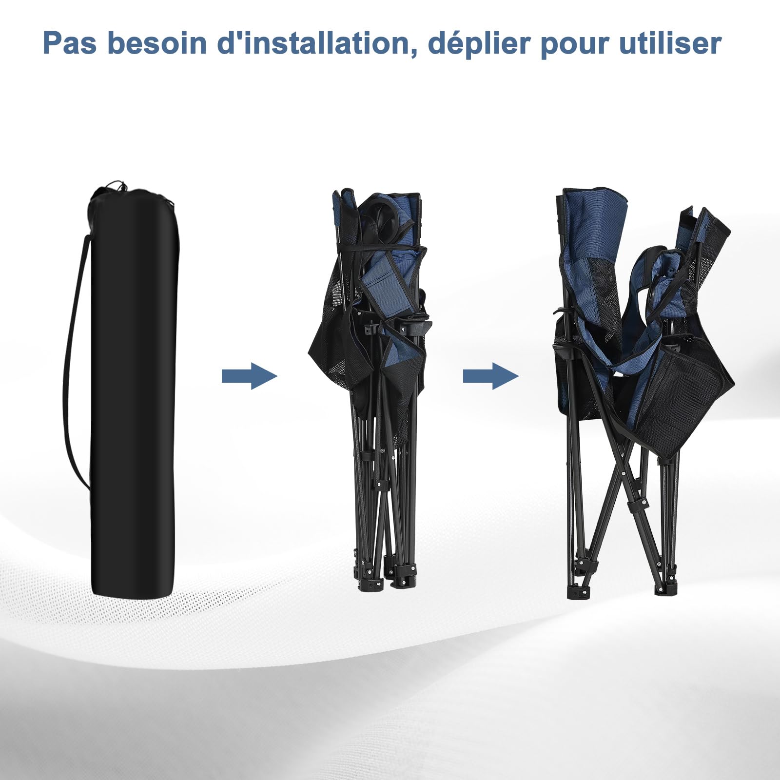eSituro Chaise de Camping Pliante, Chaise de Pique-Nique Légère, Portable, Dossier Réglable à 2 Positions, pour Camping, Extérieur (1, Bleu)