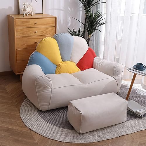 HWOEK Lazy - Funda de sofá para puf silla con reposapiés funda de puf suave sin relleno almacenamiento de animales de peluche o espuma viscoelástica