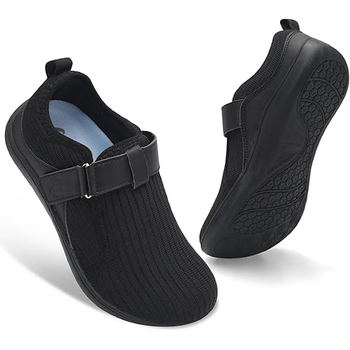 Spesoul Wide Womens Walking Shoes Adjustable Diabetic Shoes Breathable Zero Drop Barefoot Shoe Neuropathy Edema Nursing Shoe Wide Width Sneakers