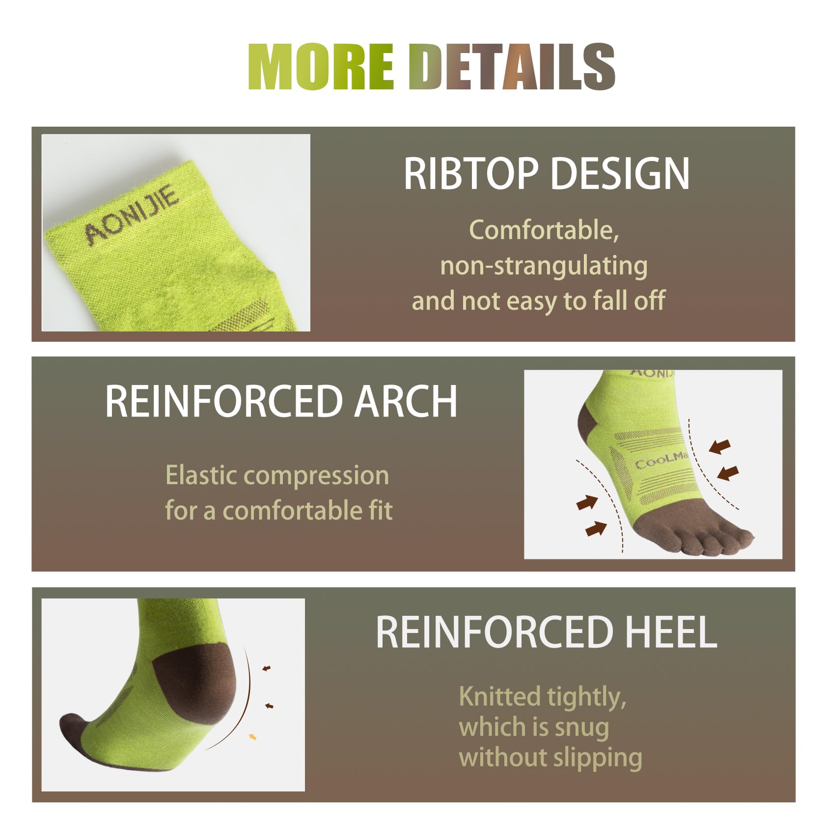 AONIJIE Toe Socks for Men and Women Athletic Hiking Coolmax Socks with toes - Soft Comfortable and Moisture Wicking
