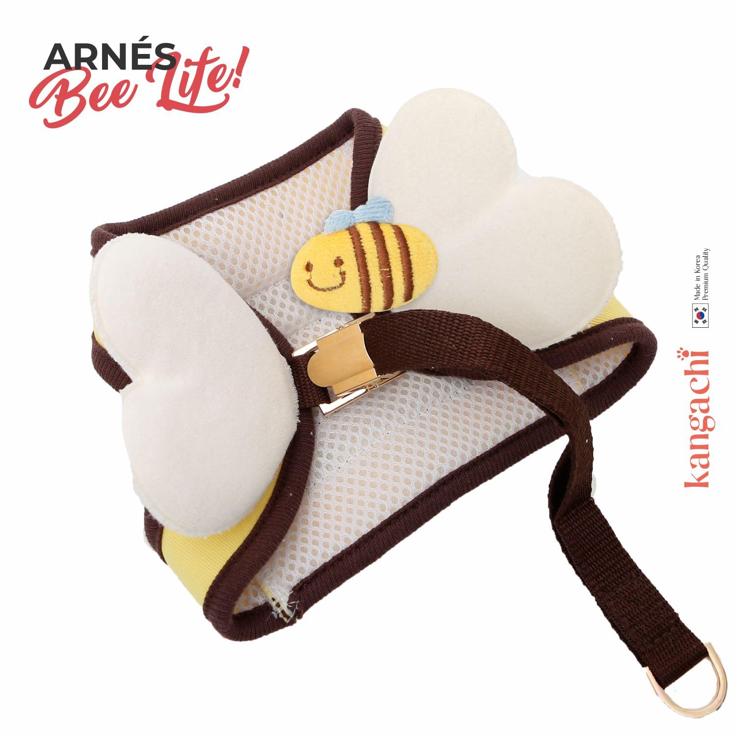 Its Dog & Kangachi - Arnés de Abeja con Correa, Arnés Honeybee, Arnes para Perros, Arnes para Vestir Moderno y Elegante, Ajuste Ergonómico, Perros Pequeños y Medianos, Made in Korea, Talla S