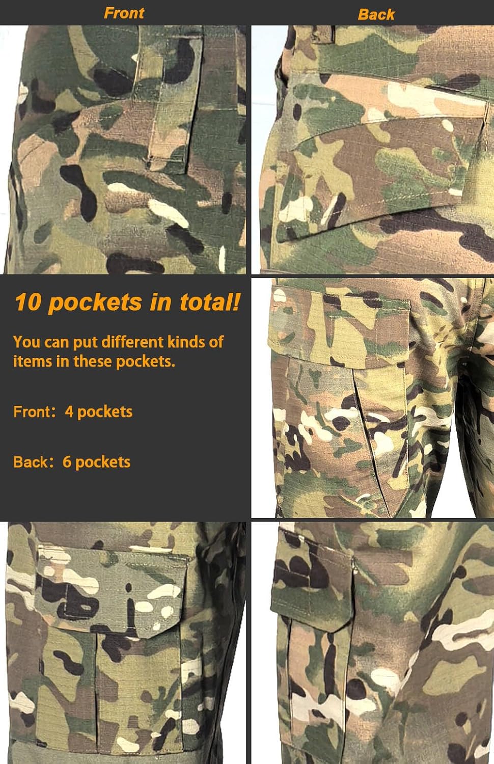 H World Shopping Military Army Tactical Airsoft Paintball Shooting Pants Combat Men Pants with Knee Pads Black (L)