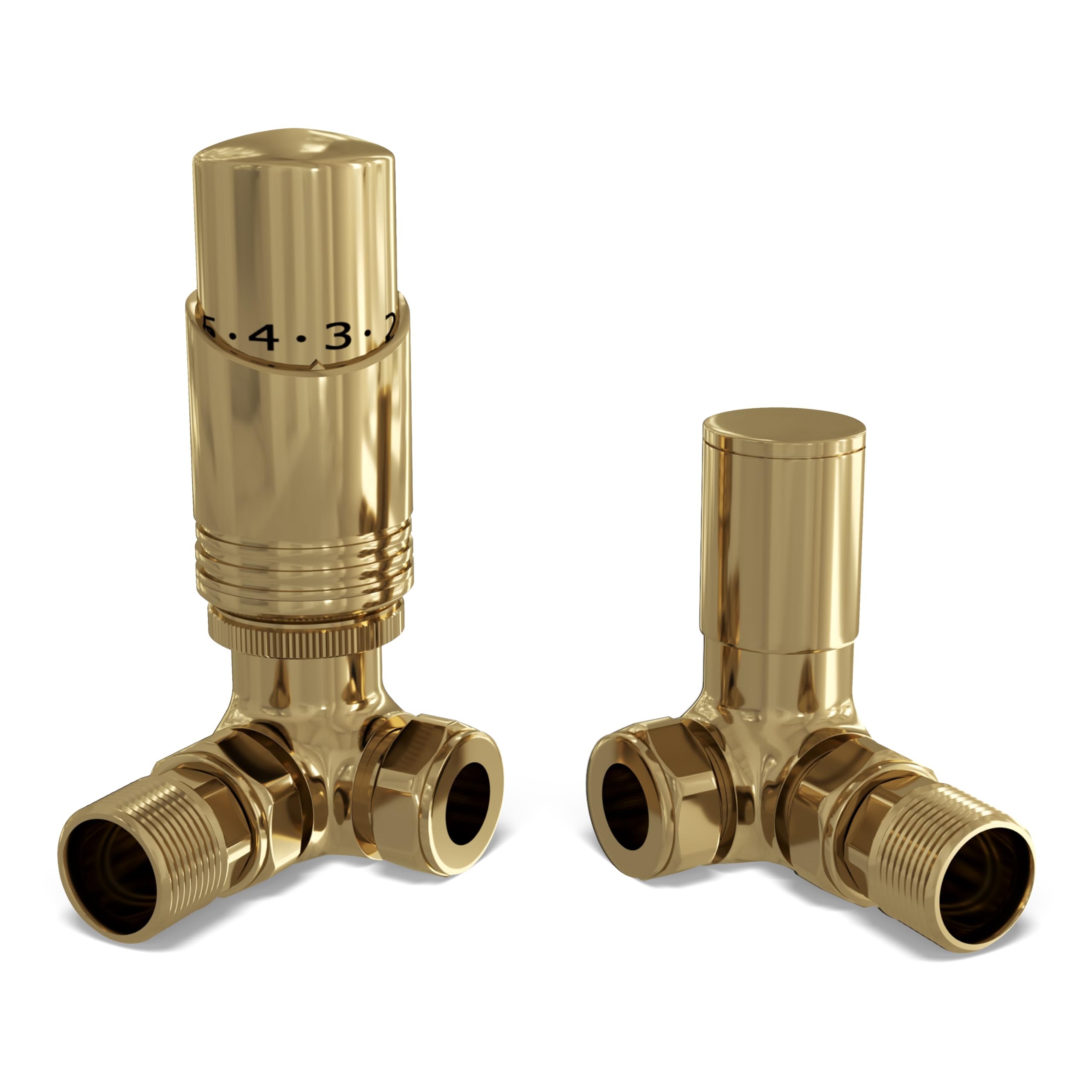 UK Radiators Angeled Thermostatic Radiator Valve 1/2" x 15mm - Talus Bold | Natural Pewter Finish - Solid Brass 1/2" x 15mm Corner - Lockshield Included, Easy Installation