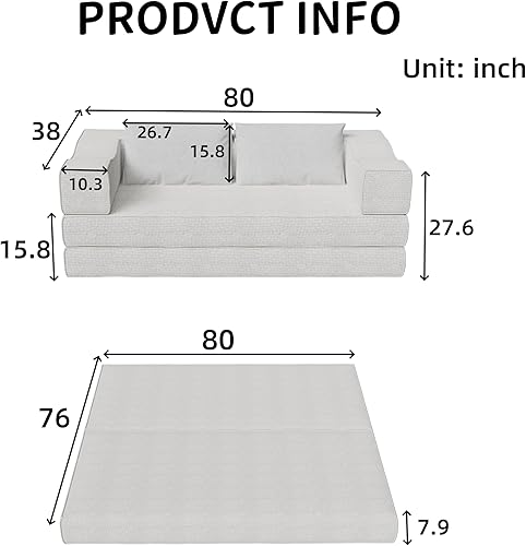 Miniatura 2 de Modular Sectional Couch Sofa Set, Oversized L Shaped Floor Sofa Lounge with 6 Pillows, DIY Convertible Sectional Sofa for Living Room, Bedroom,