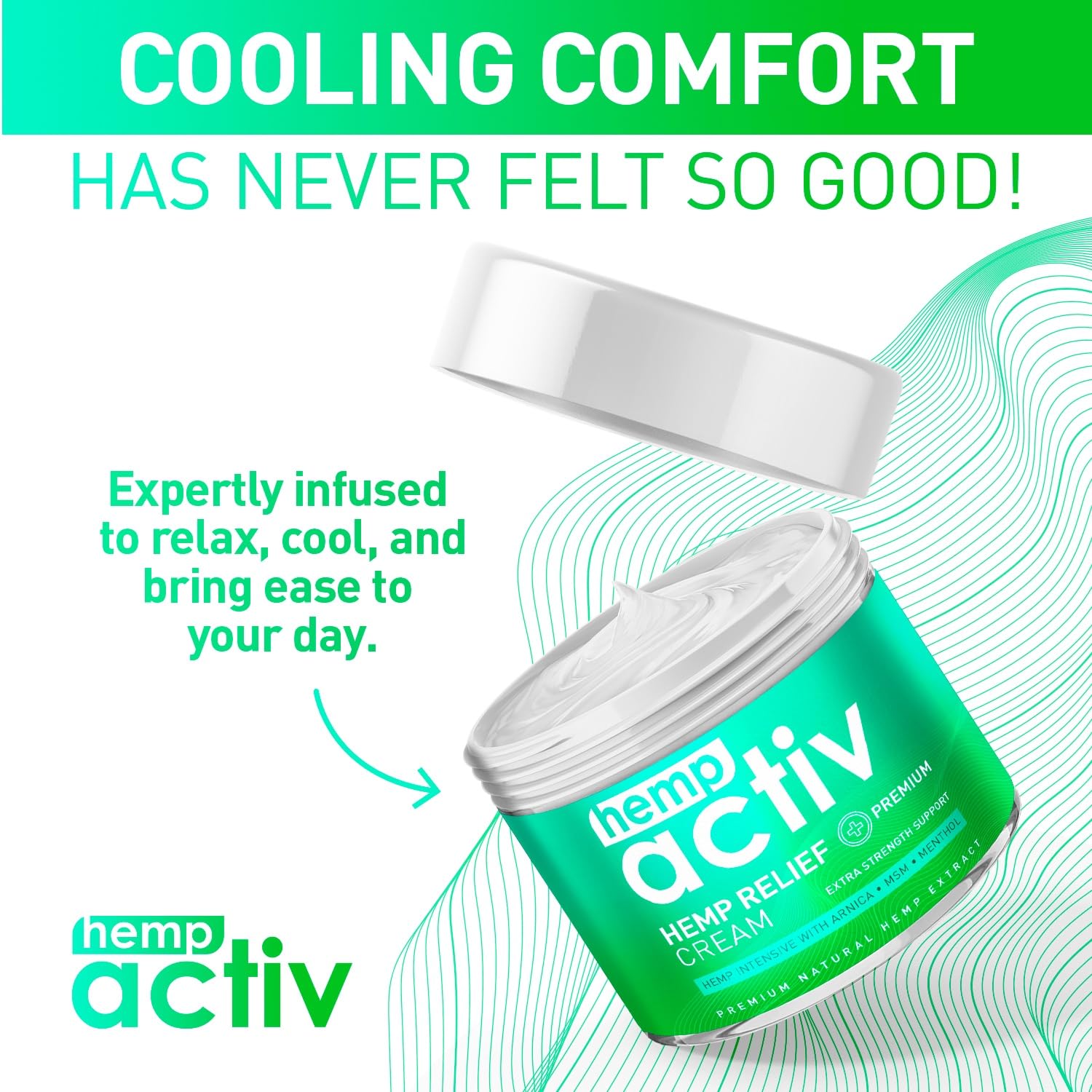 HEMPACTIV Hemp Cream with Menthol, MSM & Arnica – Lightweight, Fast-Absorbing Moisturizing Cream – Refreshing, Non-Greasy Formula for Nourished Skin – 2 Fl Oz — Amazon image 5