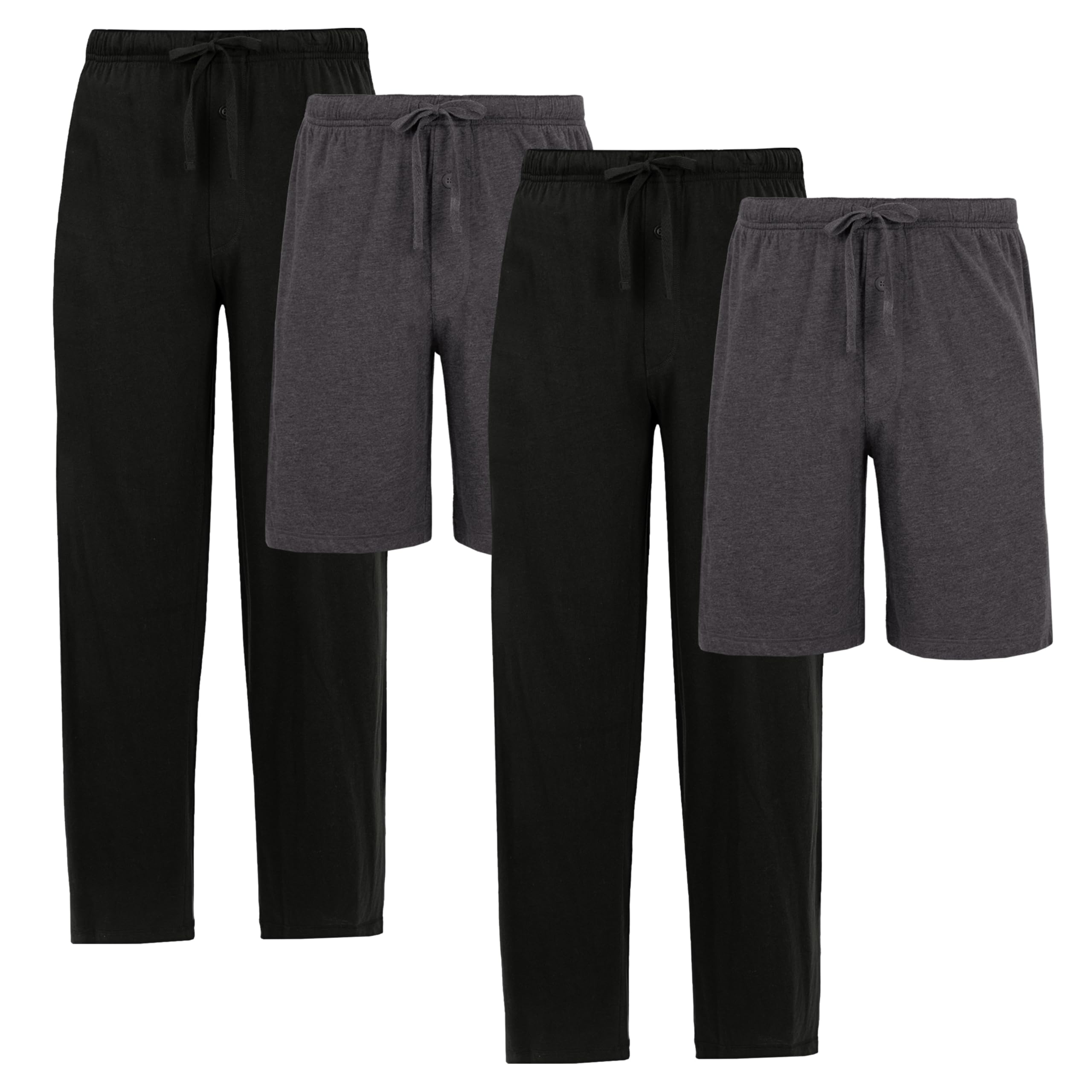 mens Sleep Pajama Pants and Shorts, 4-pack