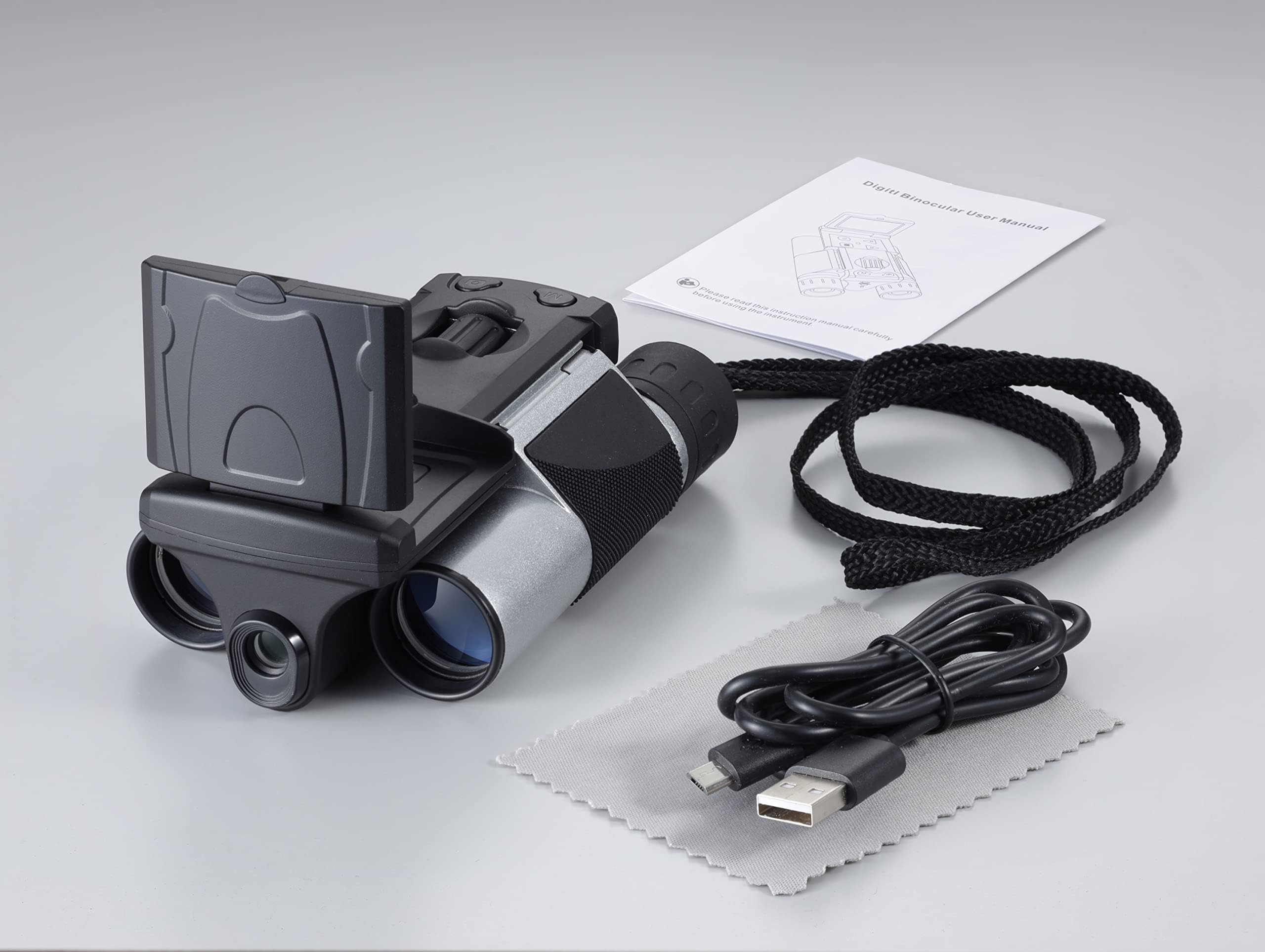Kiyoraka DX-R01 2.5K Image Quality "Binoculars for Recording", Rechargeable Digital Binoculars, No Computer Required, Easy to Watch Sports
