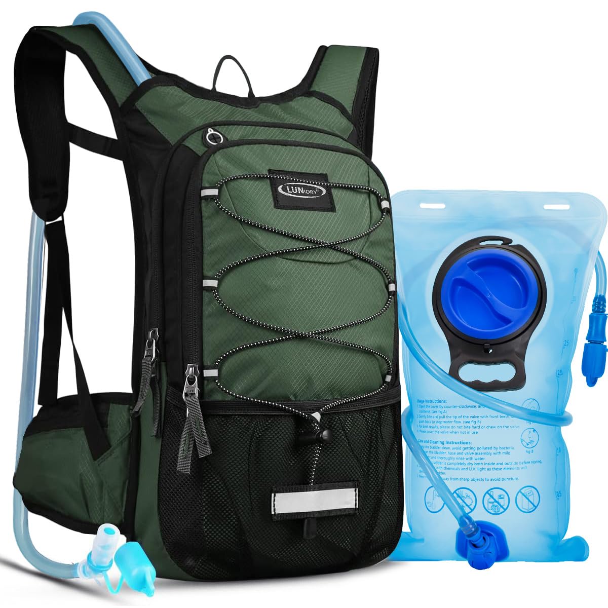 Zaino isolato per l'idratazione con vescica d'acqua a prova di perdite da 3 l, mantiene i liquidi freschi fino a 5 ore, zaino per escursionismo, corsa, ciclismo, caccia, arrampicata