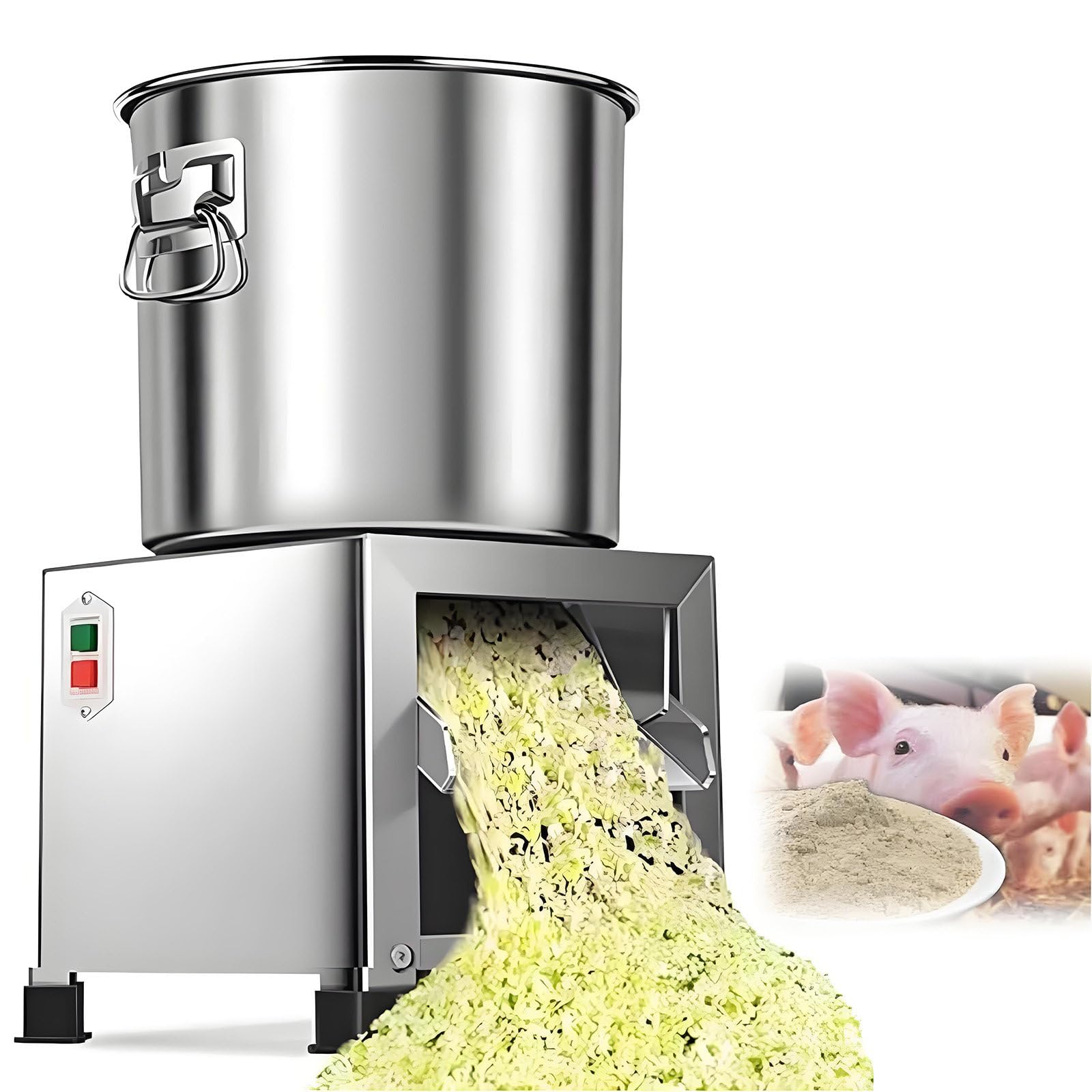 GUTYGIO Electric Vegetable Chopper with 4 Blades, 3500 RPM Fast Slicing, 50–120kg/h Output, Stainless Steel Poultry Feed Processor for Farms, Livestock and Pastures
