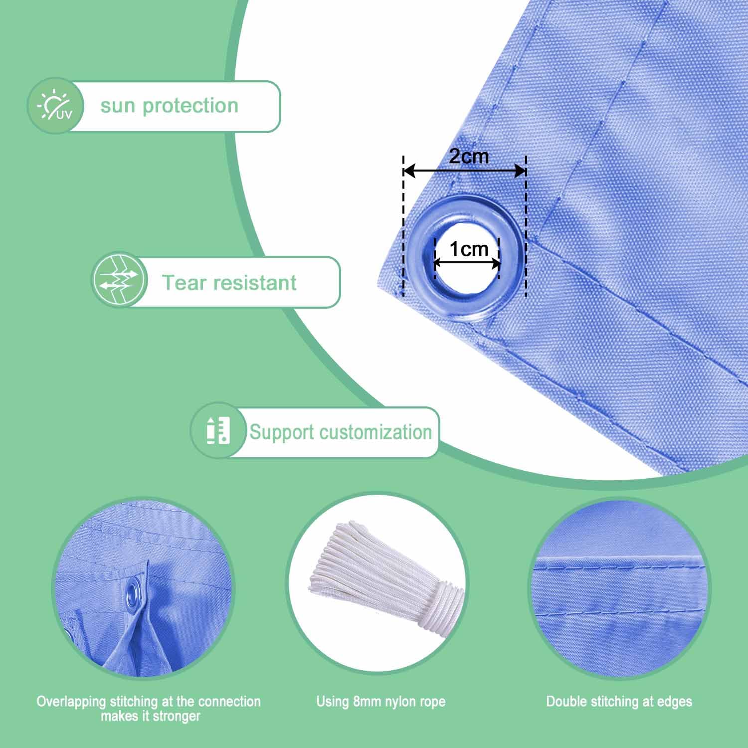 Pare-soleil rétractable – Housse d'extérieur imperméable et respirante pour terrasse, cour, abri d'auto – Design coulissant réglable – 0,5 x 2 m (l x L) – Bleu roi