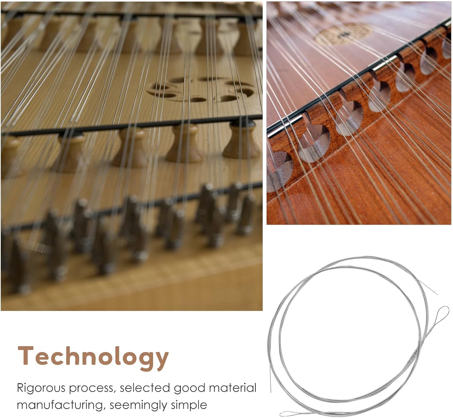 2Pcs Dulcimer Steel Strings Replacement Instrument Accessories Easy to Replace for Dulcimer Players and Beginners Sound Winding Strings