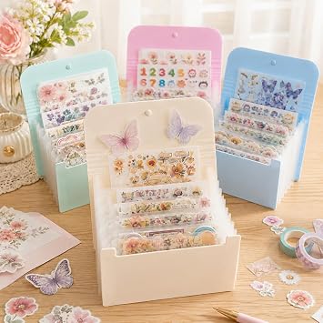 4Pack Sticker Storage Organizer with 7 Expandable Pockets, A6