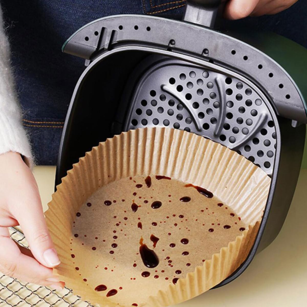 100pcs Air Fryer Disposable Paper Liners Xmas Brown Parchment