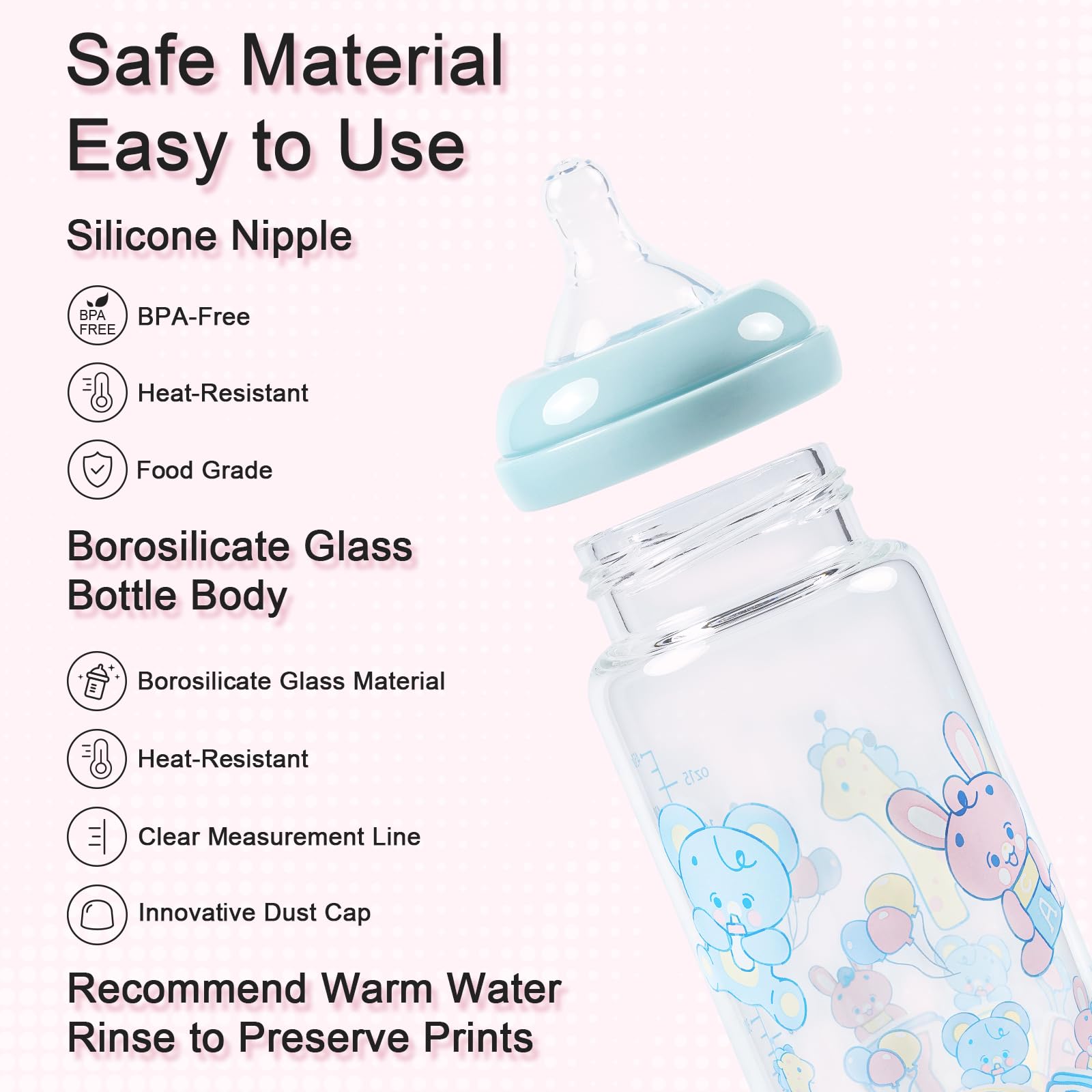 LittleForBig Erwachsene Flasche Ultra Gedruckt Spezialität überdimensioniert Glas Fütterung Baby Parade Muster