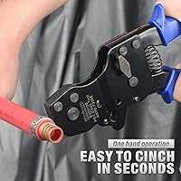 Vista 4 de iCrimp Rachet PEX Pipe Cinch Tool para abrazaderas de acero inoxidable que cumple con ASTM 2098 para sujeción de tubería de 3/8, 1/2, 3/4, 5/8, 1