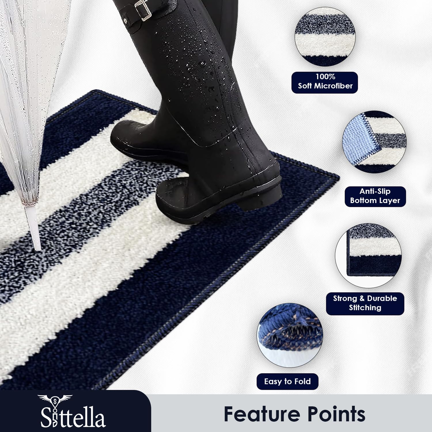 SITTELLA 3 Bath Mats - Soft, Absorbent & Non-Slip -3 SITTELLA 3 Bath Mats - Soft, Absorbent & Non-Slip -3