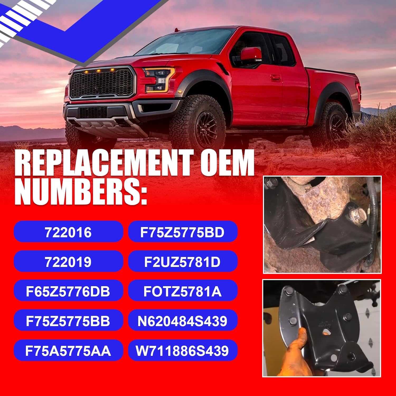 SMMS Rearward Leaf Spring Shackle Bracket Hanger Compatible with Ford F150 F250, for Pickup Truck 1997-2003, LH RH Side 4pc Replaces OE: 722016+722019