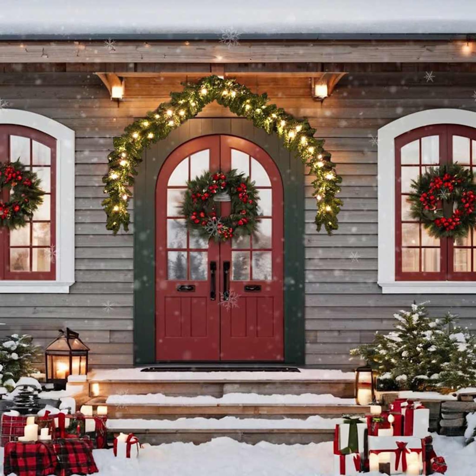 Gecheer Weihnachtsgirlande mit LED-Lichtern 10 m, 900 Zweige, 150 warmweiße LEDs, 8 Lichteffekten, geeignet für Innen- und Außenbereich, dekorativ für Haus Garten Festlichkeiten