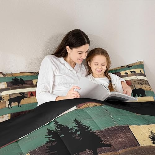 Miniatura 6 de Erosebridal Juego de ropa de cama con temática de aventura de caza juego de edredón rústico de granja tamaño Queen juegos de ropa de cama vintage de