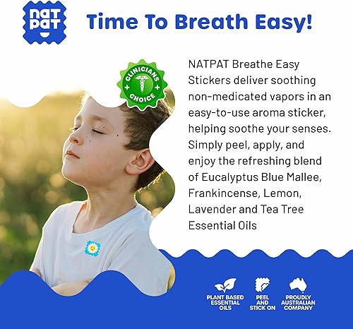 Miniatura 5 de NATPAT - Calcomanías Breathe Easy Parche tapado para niños y adultos Alivio natural del resfriado y alergia para la congestión, libre de productos
