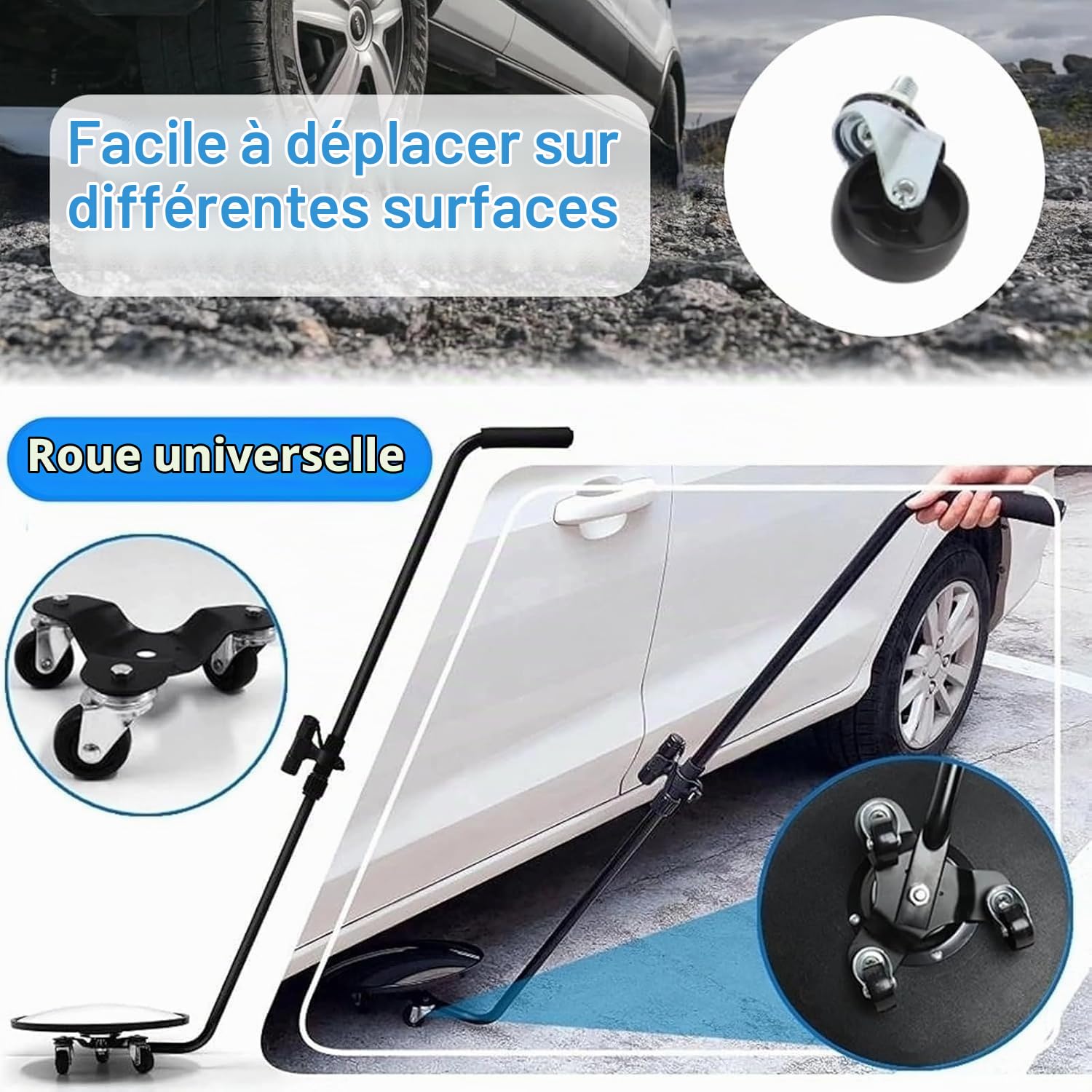 Miroir D'inspection Télescopique, Miroir Rond de 11,8 Pouces sur un Bâton, Miroir Extensible jusqu'à 47 Pouces, Miroir D'inspection à 360 °, Tête Pivotante Télescopique avec