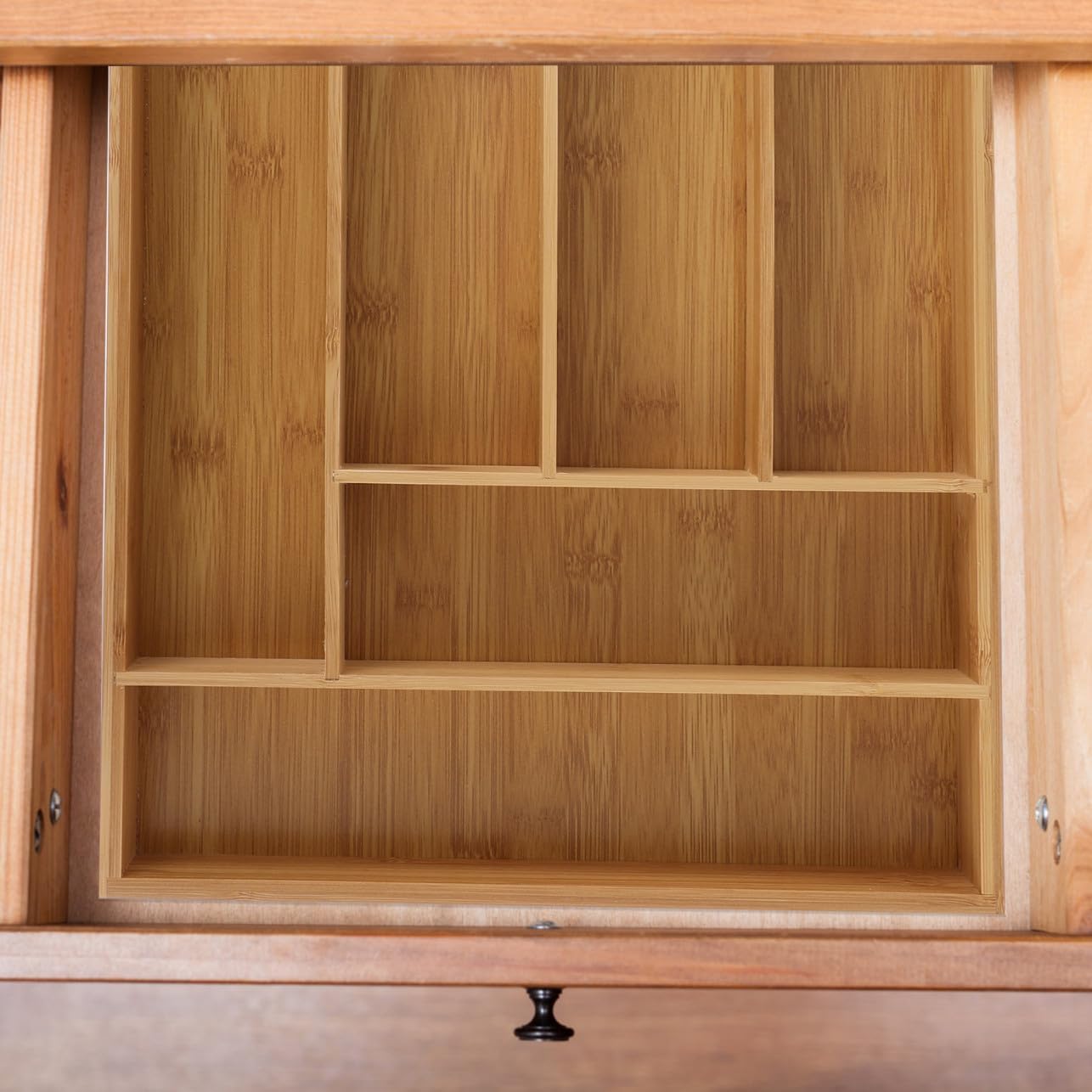 Cutlery Tray Drawer Organizer 6-compartment Tableware Storage Box Kitchen Utensil Holder for Forks Spoons Knives Home Cabinet Organization