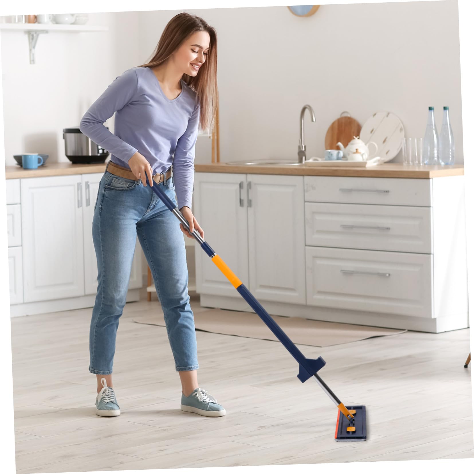 COLLBATH Trapeador Plano Multifuncional Rotación 360 Grados para Limpieza de Suelos y Mango Cómodo Trapeador para Piso de Microfibra