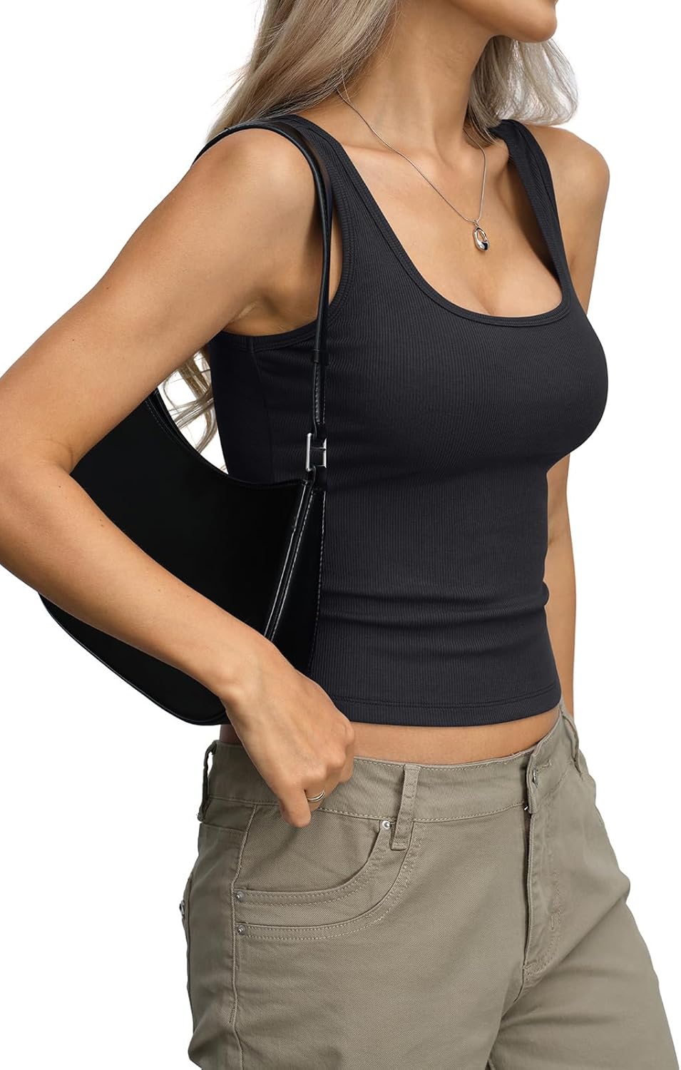 Womens Ribbed Crop Tank Tops Scoop Neck Sleeveless Basic Fitted Shirts Sexy Going Out Top 2026 Summer Clothes - Image 4