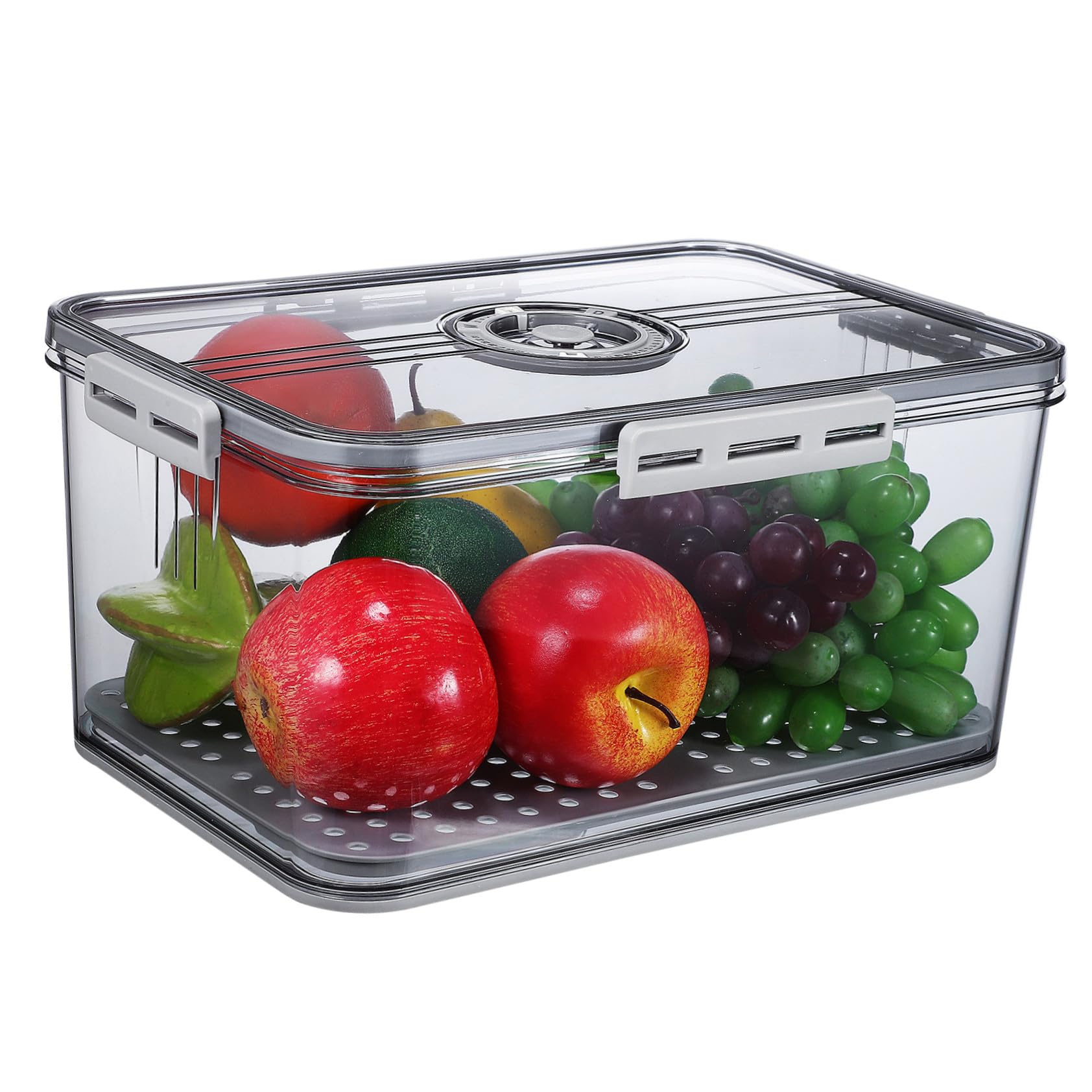VICASKY Contenitore Alimentare Trasparente con Timer e Chiusura Ermetica Lati Scatola per Frutta e da Cucina Organizer per Frigorifero per Conservazione Freschezza Prolungata