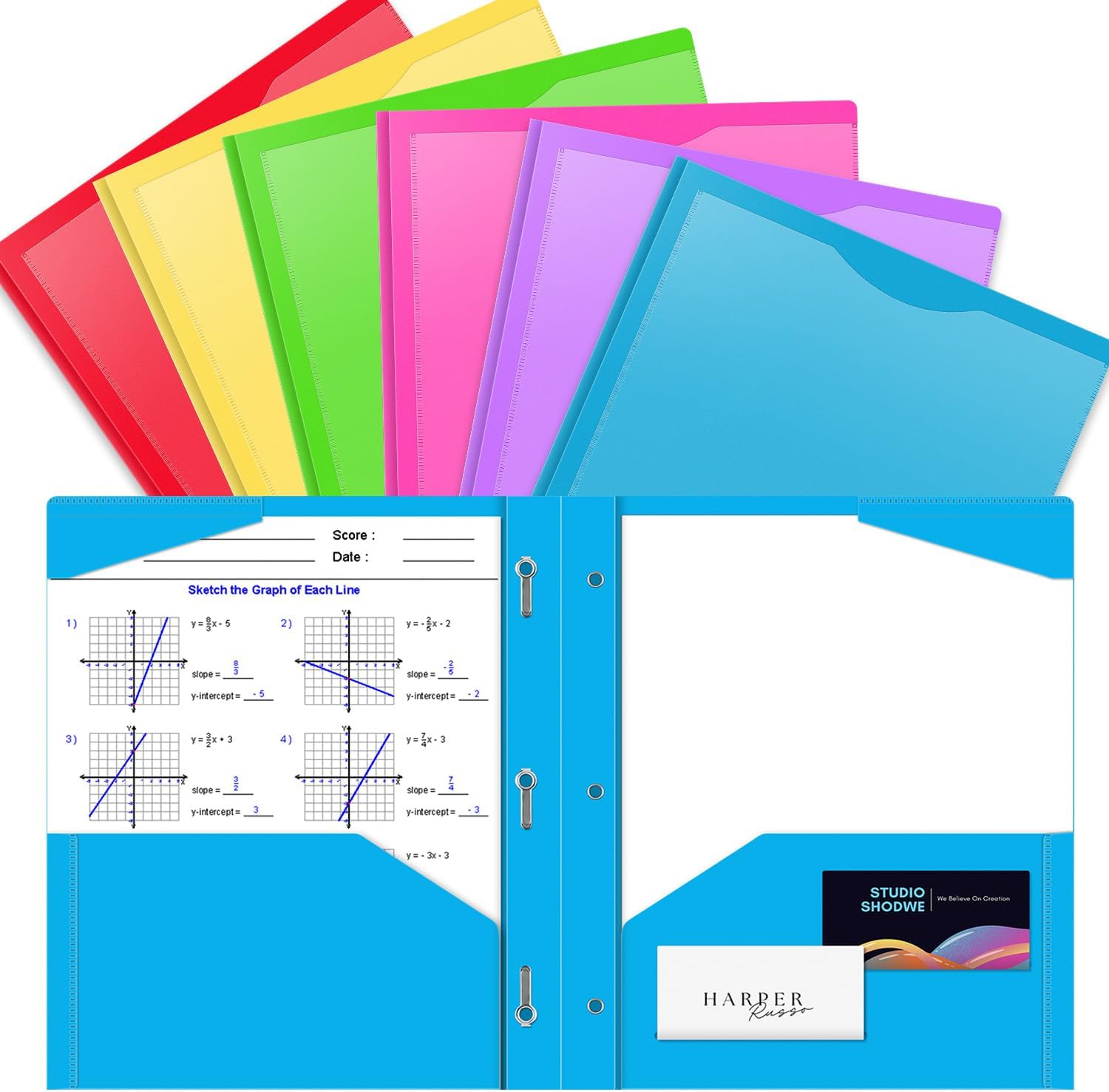 BAOFALI 18 Pack A4 Pocket Plastic Folder 2 Pockets and 3 Prongs 2 Card Slots, Durable, Tear-Resistant Heavy Duty Pocket Folders with Prongs, Colored Prong Folders for Schoolwork & Officer(Colors)