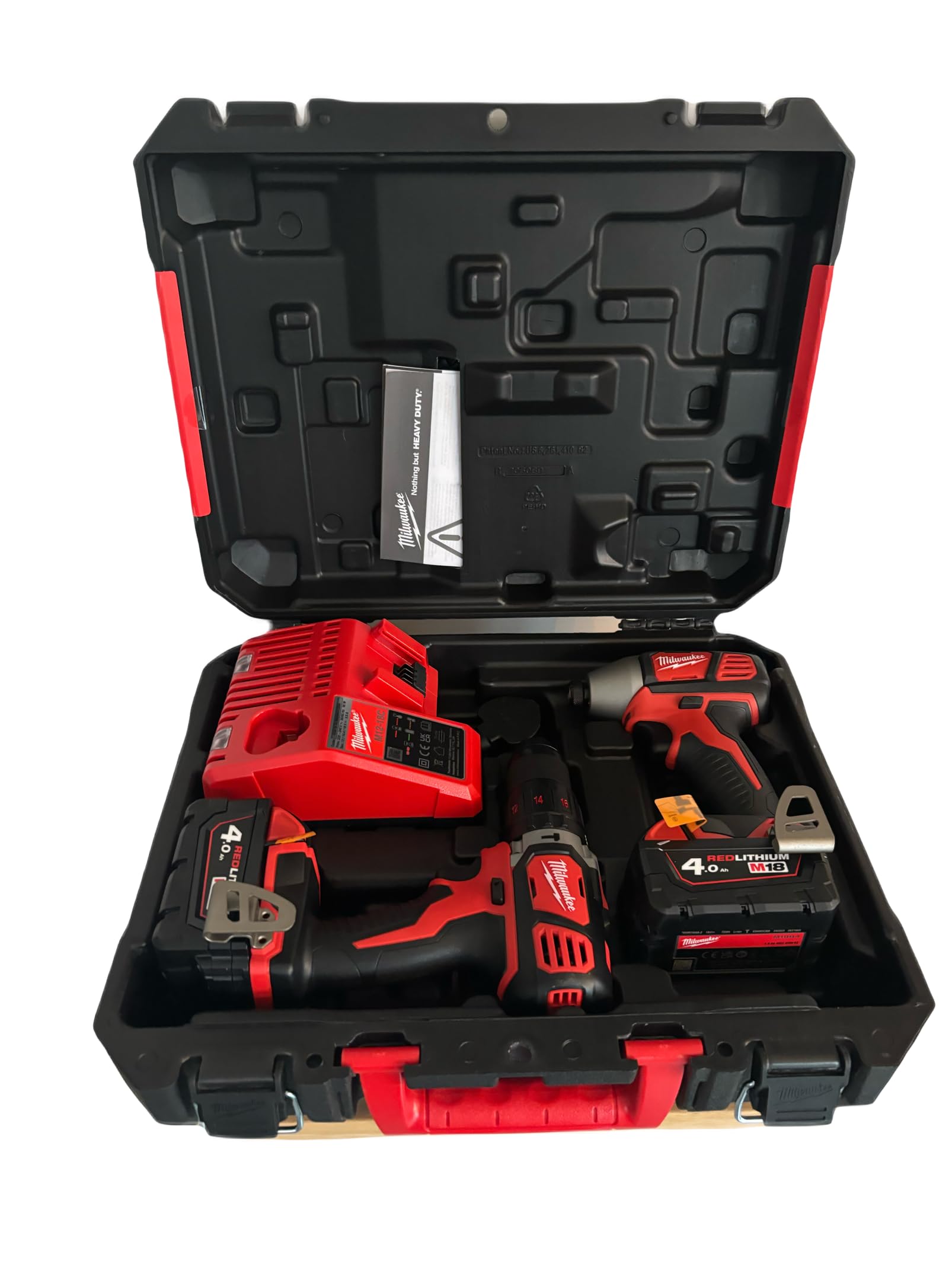 Milwaukee M18 BPP2Q-402C 18V 2 x 4.0Ah Li-Ion RedLithium Cordless Drill & Driver Twin Pack