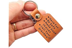 HMza Handmade Have Fun Be Safe Make Good Choices Call your Grandma Keychain