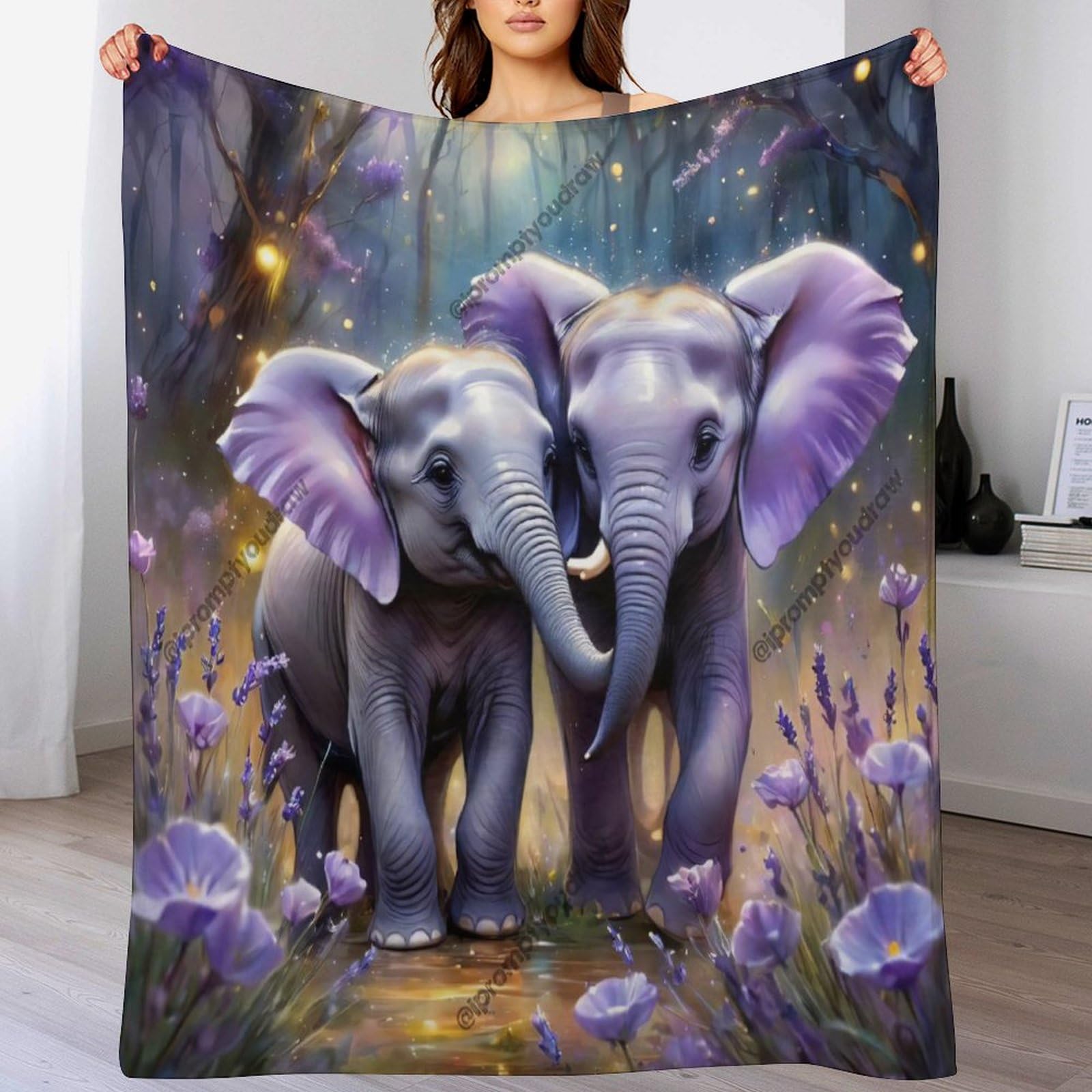 Couverture polaire flannel éléphant 3D : couvre-lit léger et jeté de canapé doux