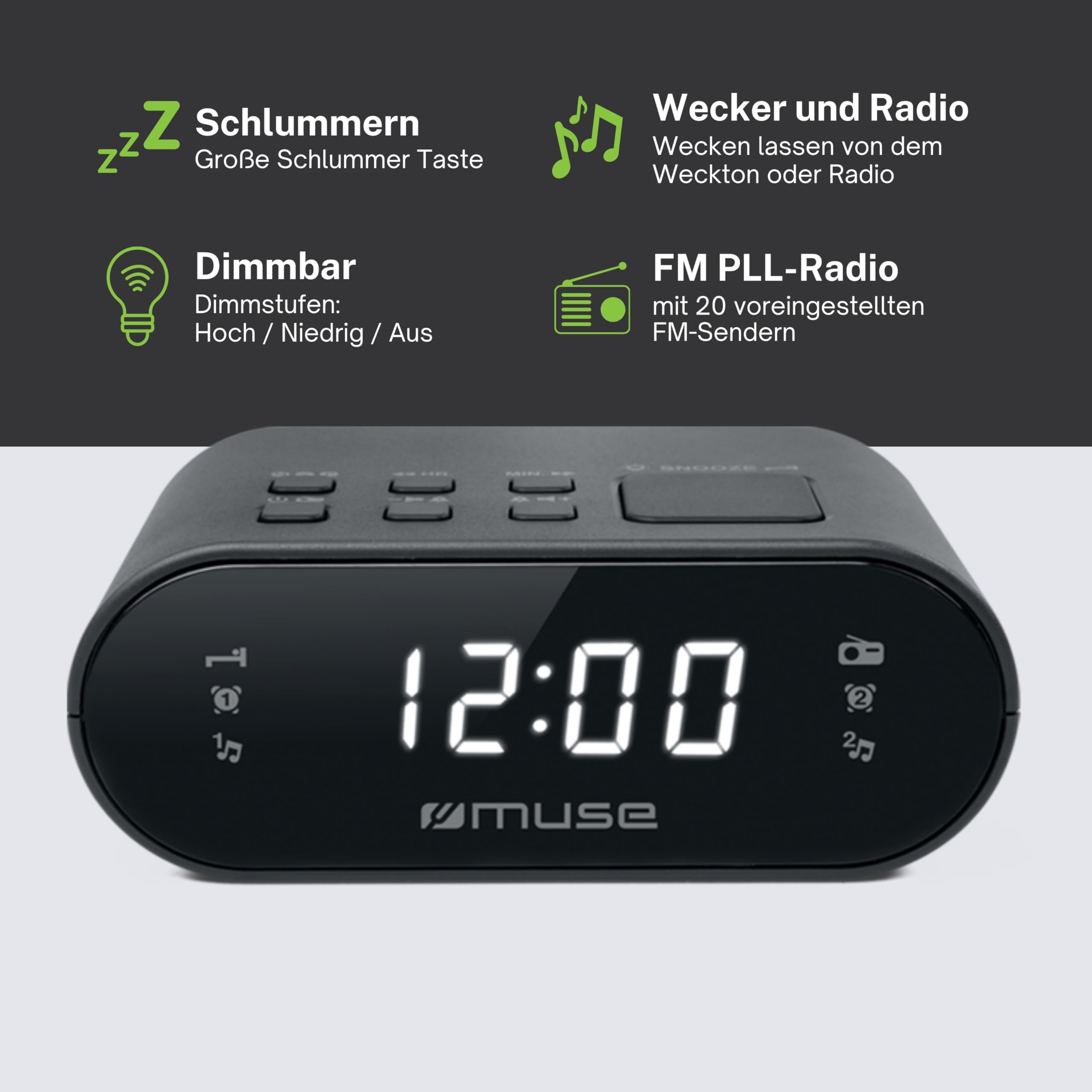 MUSE M-10 CR NEGRO RADIO ANALÓGICA SOBREMESA FM SNOOZE
