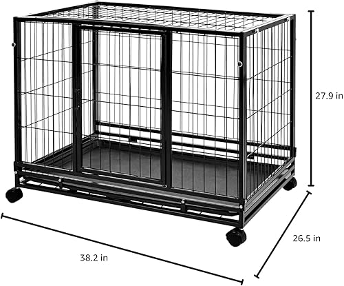 Miniatura 5 de Tienda Basics - Perrera portátil resistente apilable para perros y mascotas con bandeja, negro, 24.0"L x 28.0"W x 37.0"H
