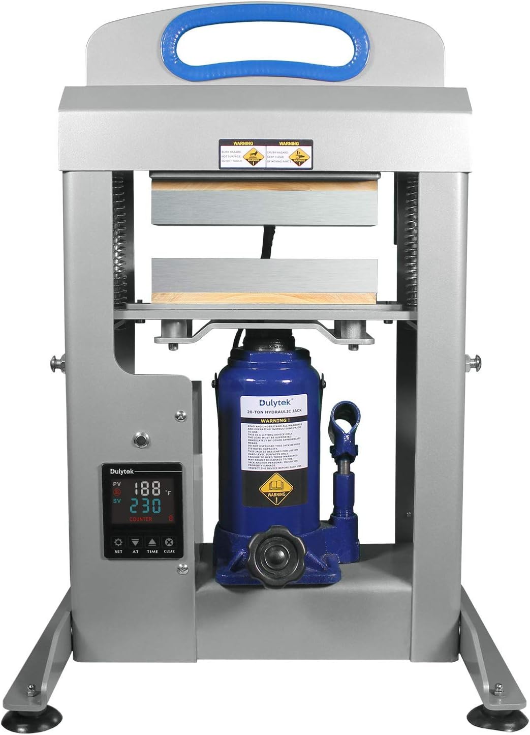 DHP20 Hydraulic Heat Press Machine, 20-Ton Pressing Force, Dual Heat 3" x 8" Plates, Touch-Screen Control Panel