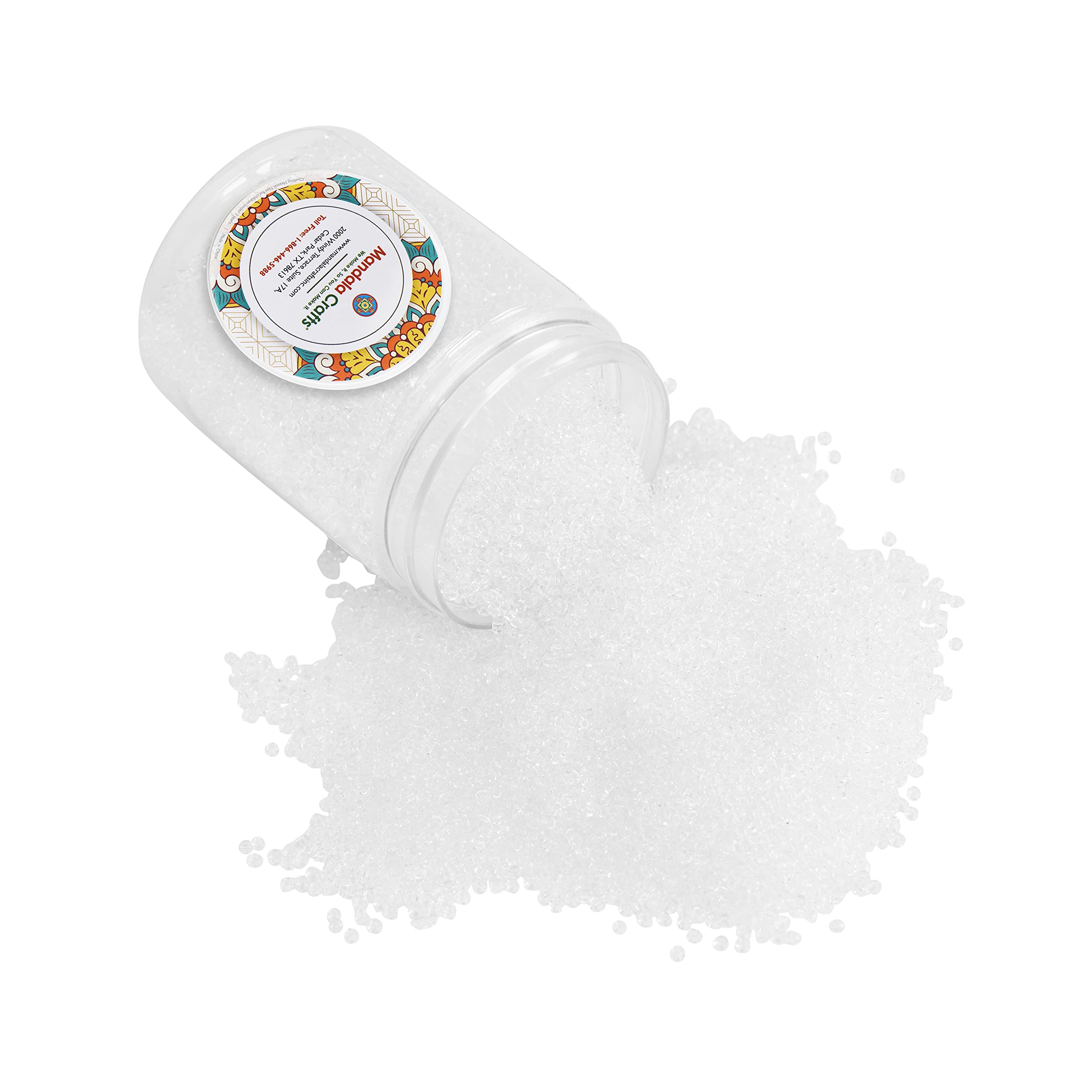 Mandala Crafts 2mm Clear Round 11/0 Glass Seed Beads for Beadwork