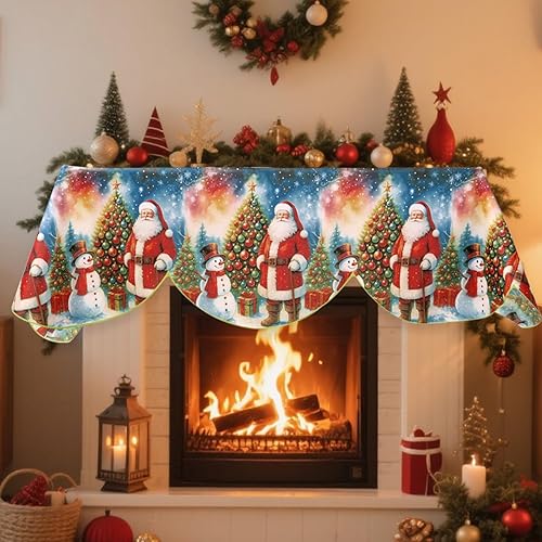 Miniatura 6 de Funda de chimenea de Navidad  78 x 20 pulgadas, árbol de Navidad, muñeco de nieve, Papá Noel, bufanda, guirnalda, decoración de pasillo, decoración
